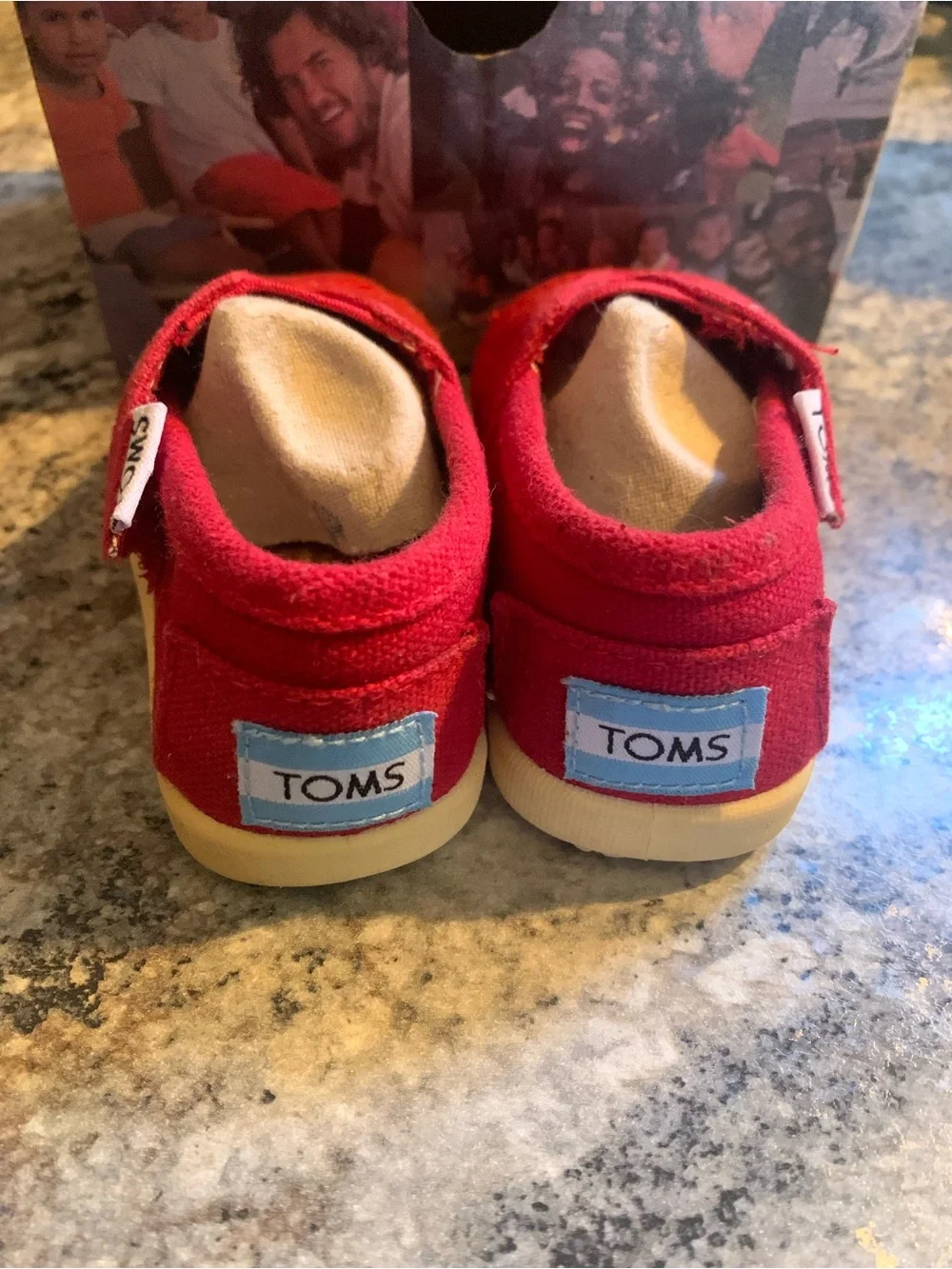 Toms Red Canvas Slip-On Baby/Walker Shoes